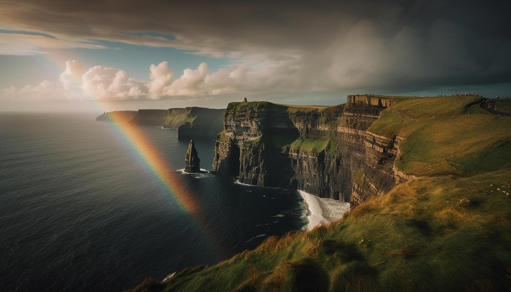 majestuoso puesta de sol terminado erosionado arenisca línea costera bluff generado por ai foto