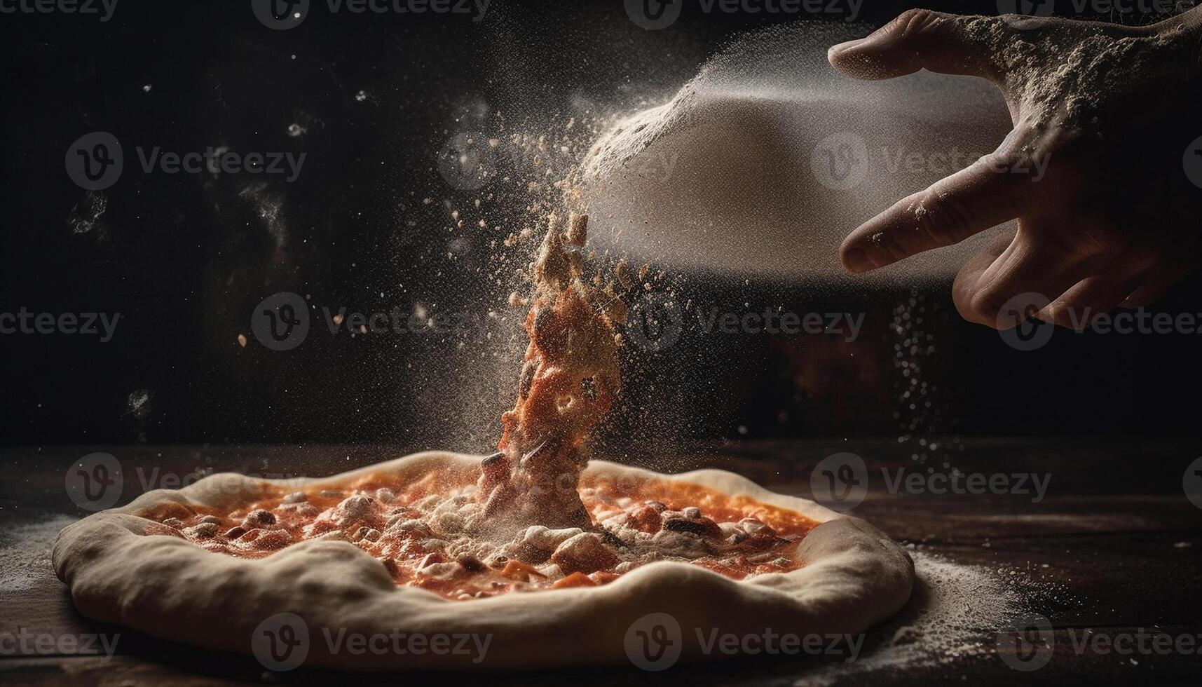 Freshly baked homemade pizza sliced for refreshment generated by AI photo