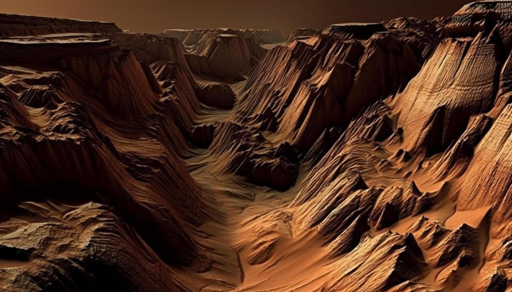 Striped sandstone eroded by nature extreme terrain generated by AI photo