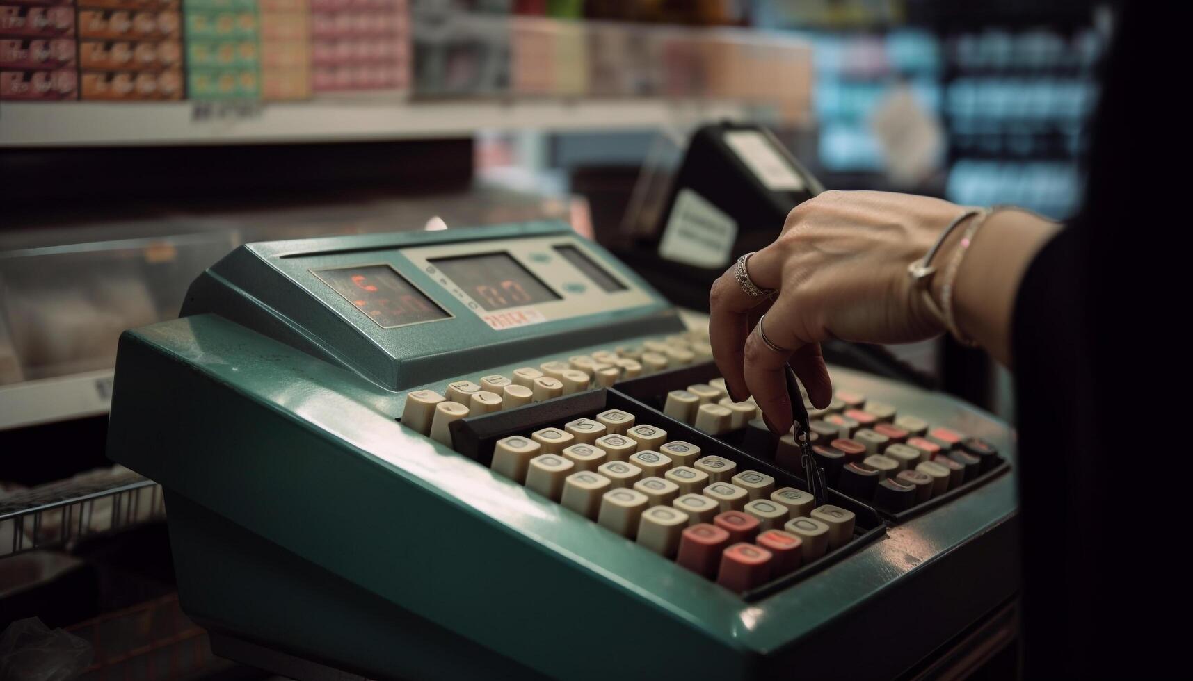 One person paying using credit card indoors generated by AI photo