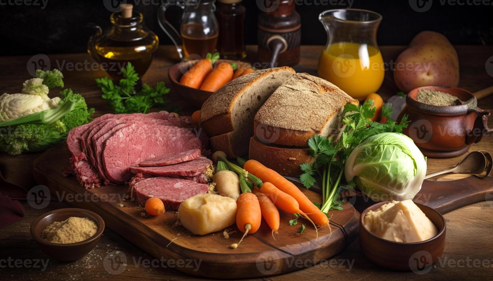 Rustic vegetable sandwich on fresh ciabatta bread generated by AI photo