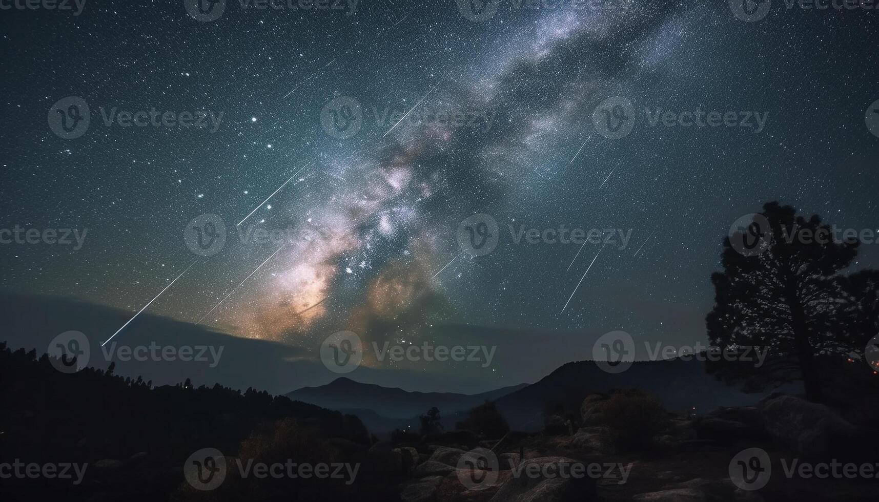 Nature Majestic Glowing Milky Way in Astronomy generated by AI photo