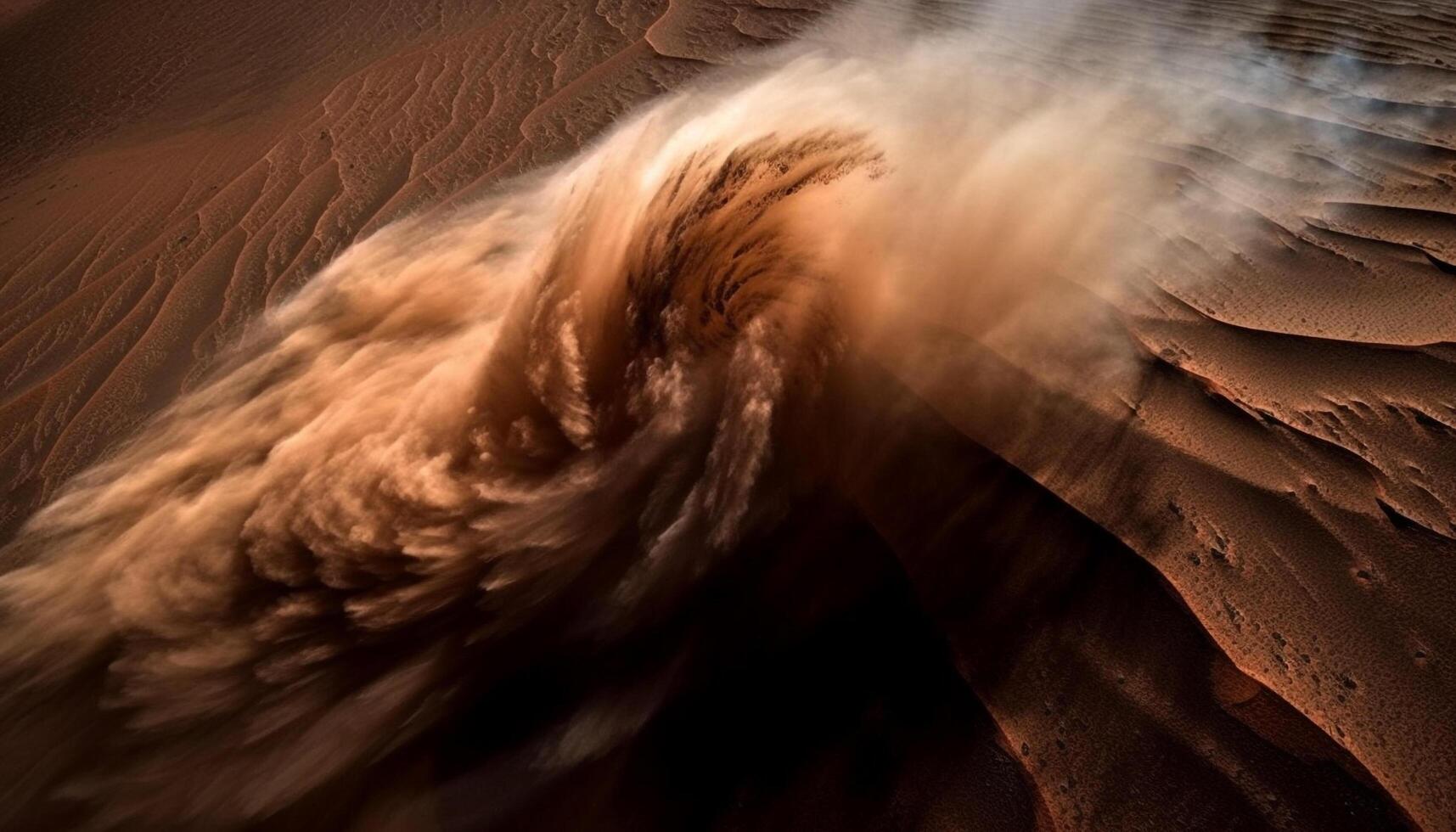 Rippled sand dune curves in abstract beauty generated by AI photo
