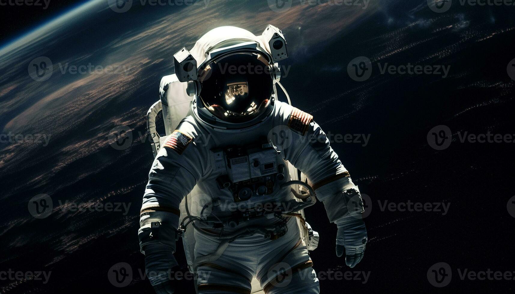 astronaut futuristic technology, flies spaceship generated by AI photo