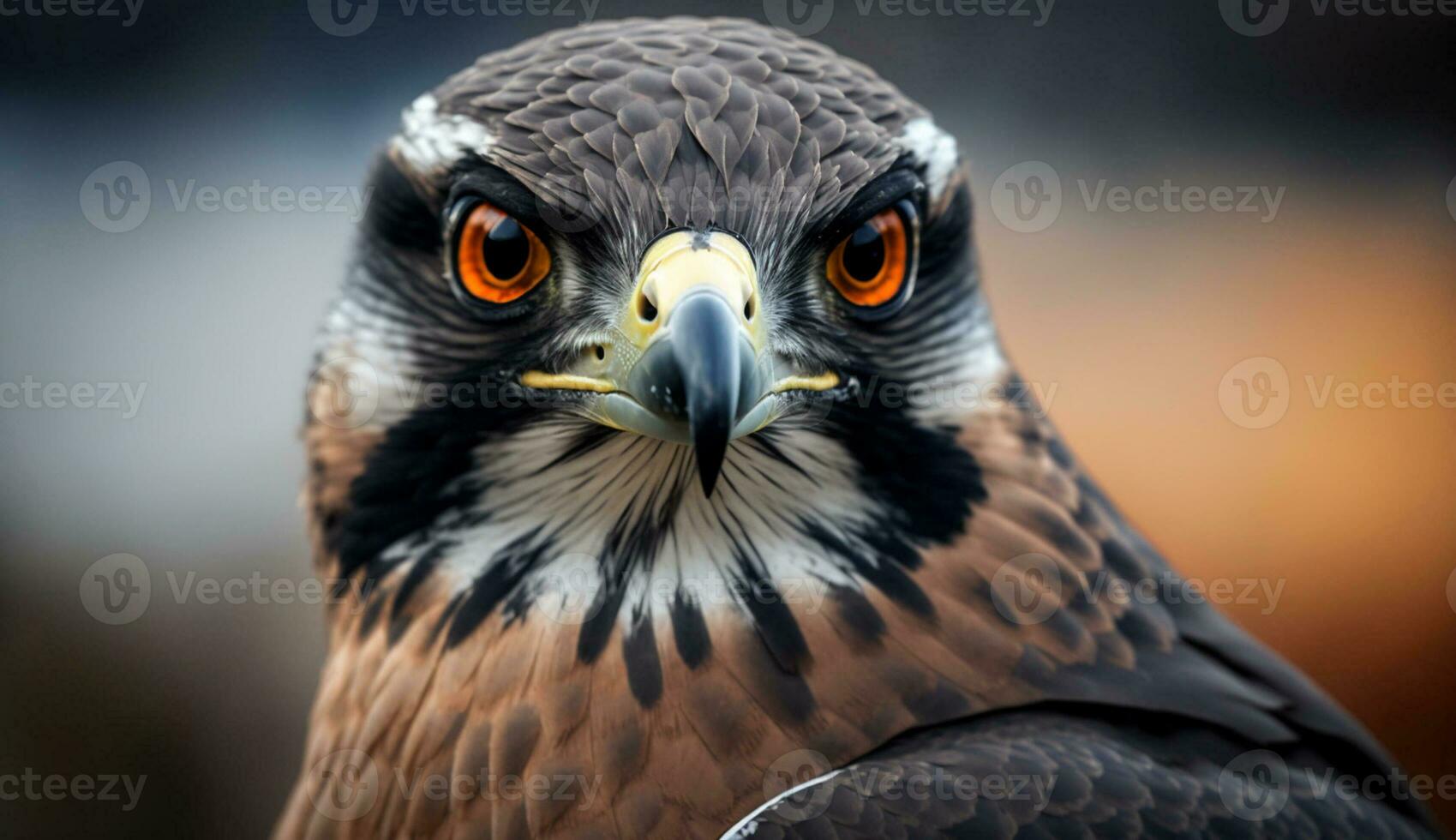 Majestic bird of prey piercing yellow stare generated by AI photo