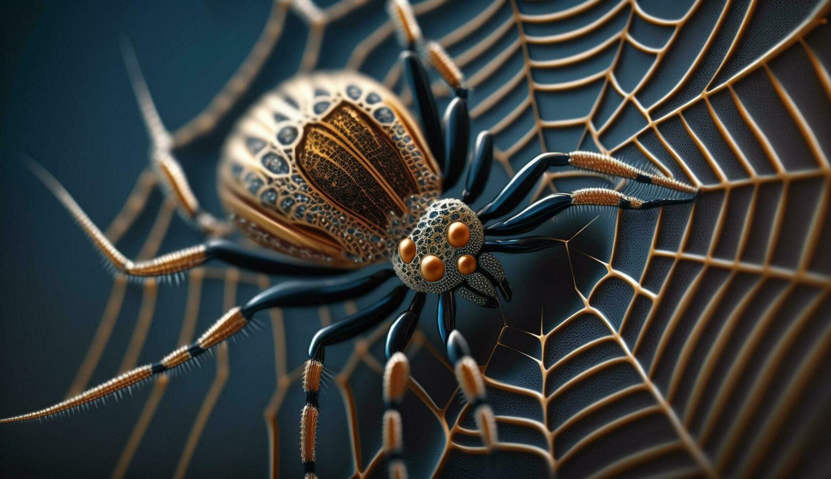 escalofriante araña web giros en el noche generado por ai foto