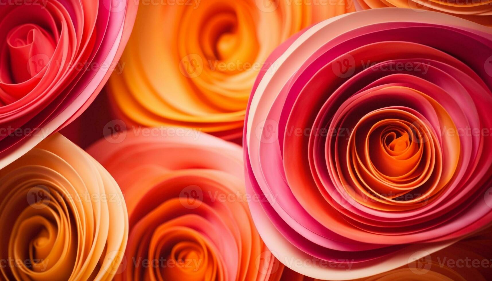 Spiraling flower petals create abstract celebration backdrop generated by AI photo