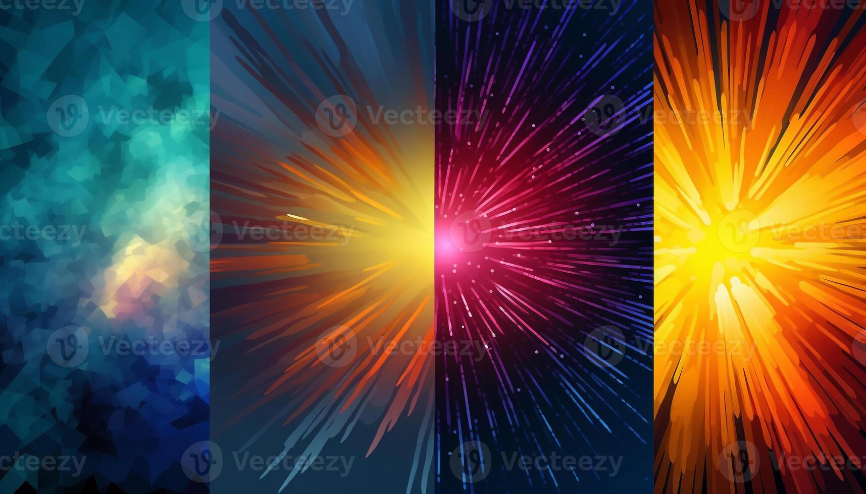 Glowing abstract galaxy exploding in multi colored celebration generated by AI photo