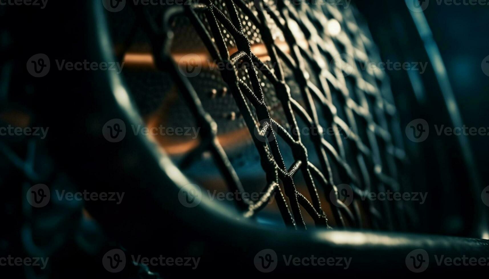 Shiny chrome chain on old bicycle wheel generated by AI photo
