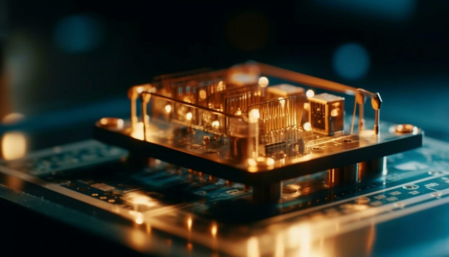 semiconductor circuito tableros poder el brillante computadora generado por ai foto