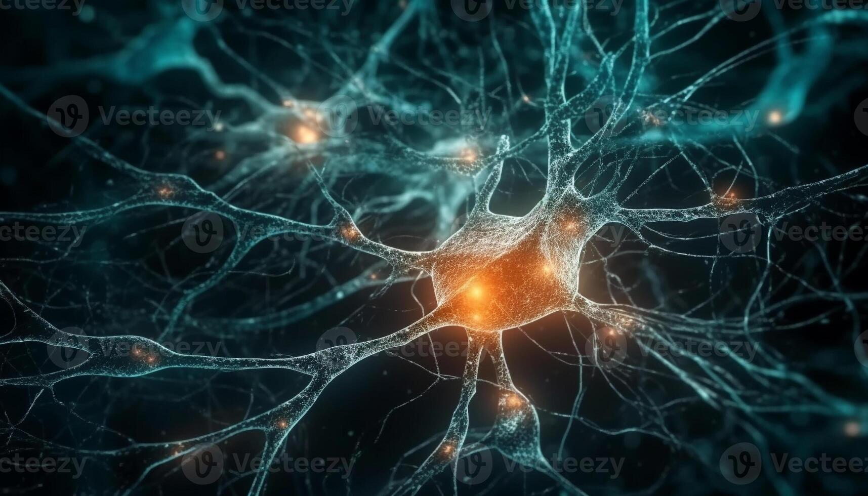Neural axons connect, communicate the brain magic generated by AI photo