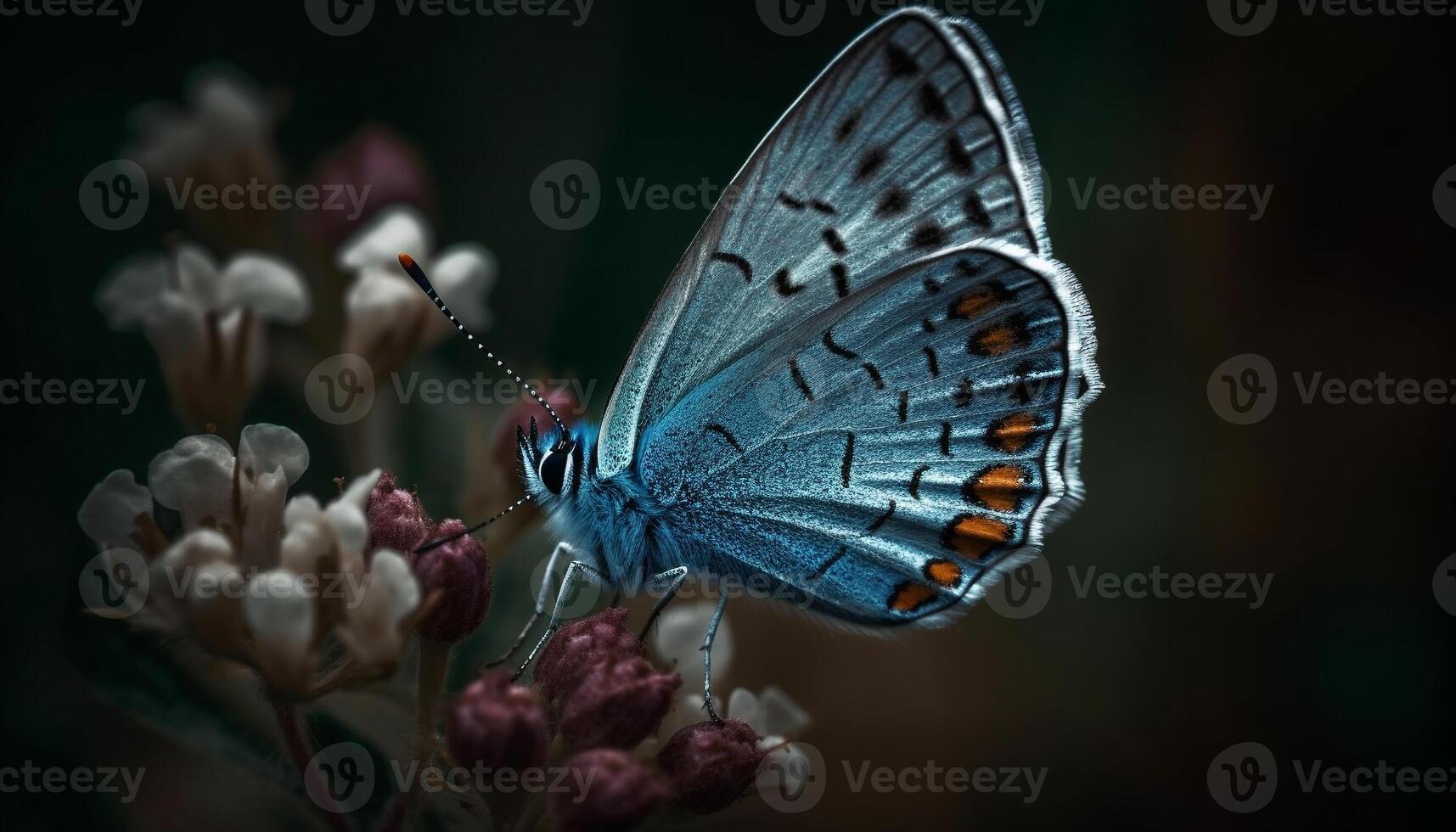 Multi colored butterfly on yellow flower petal generated by AI photo