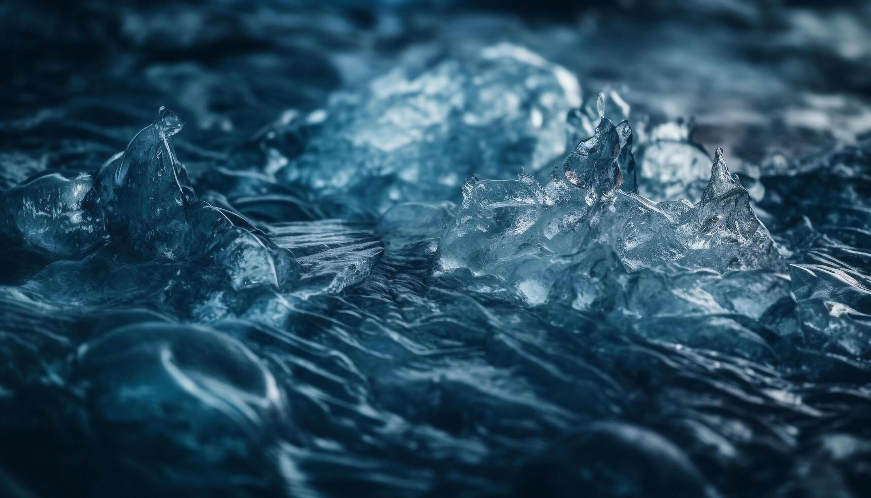 Liquid crystal reflects rippled blue nature beauty generated by AI photo