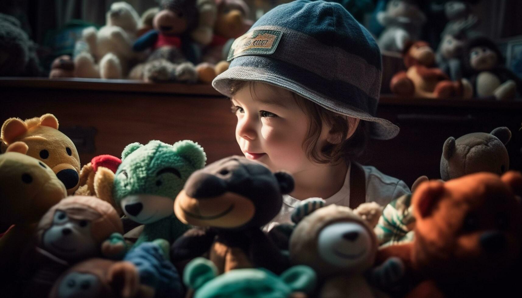 Cute kids playing with Christmas gift indoors happily generated by AI photo