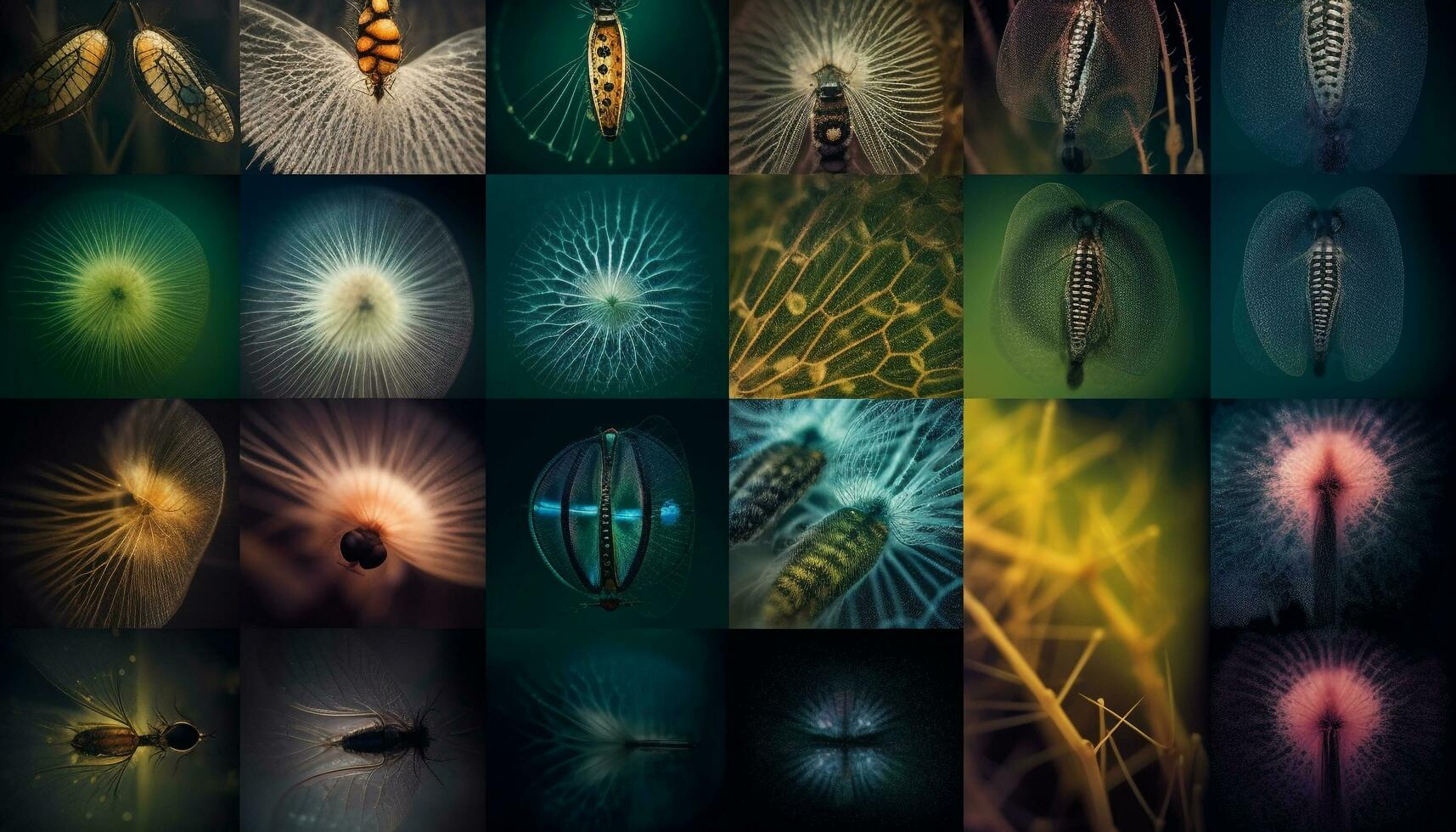 Bright abstract biology research collection glowing shapes generated by AI photo
