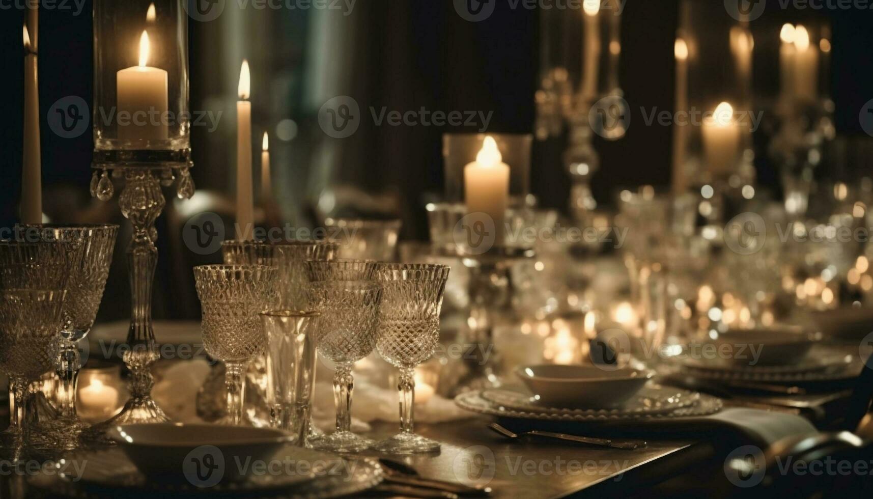 Luxury candlelit wedding celebration elegance, romance, material generated by AI photo