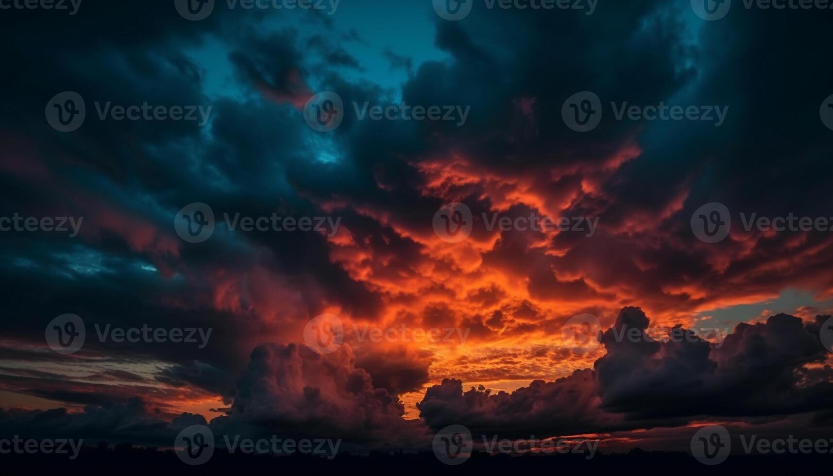 Sunset sky over nature tranquil beauty no people generated by AI photo