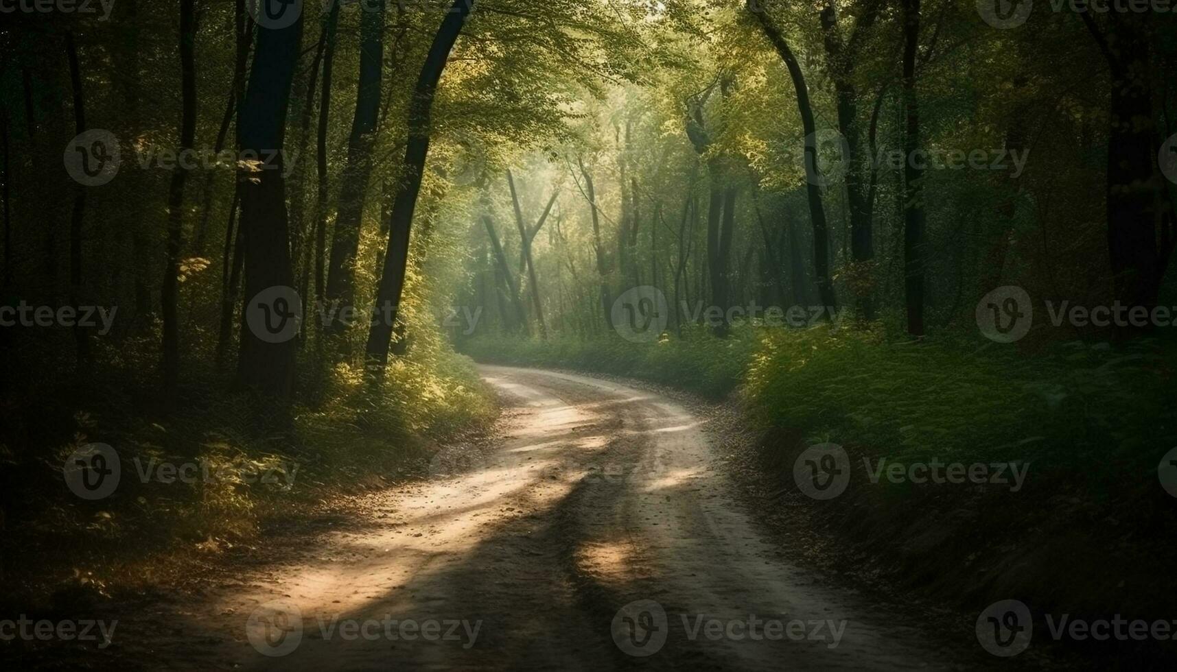 Autumn mystery on country road, nature beauty generated by AI photo