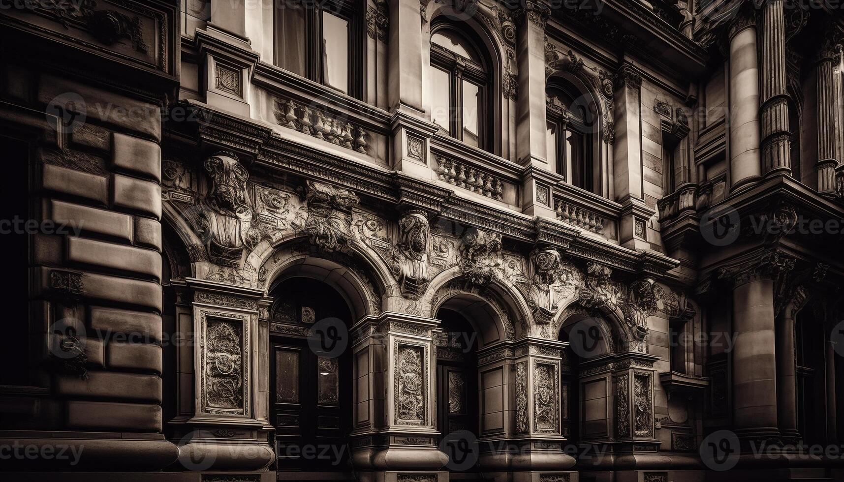 Ancient culture, elegant facade, ornate architecture, exquisite design generated by AI photo