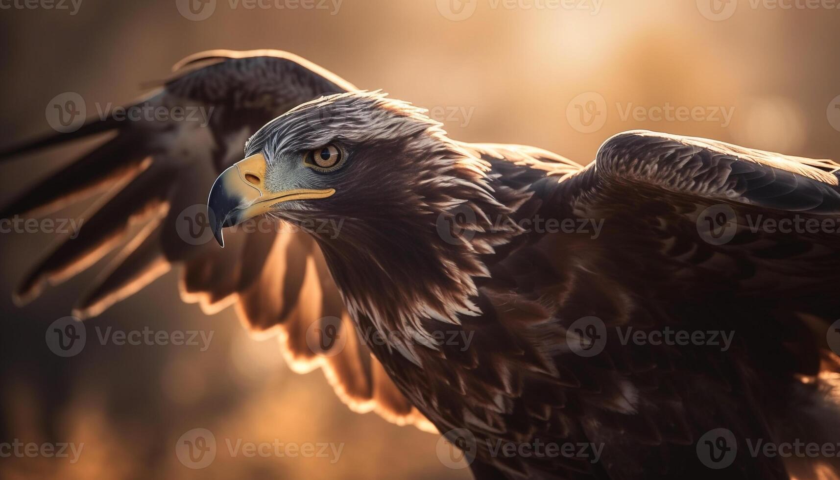 Majestic bald eagle perches on branch alone generated by AI photo