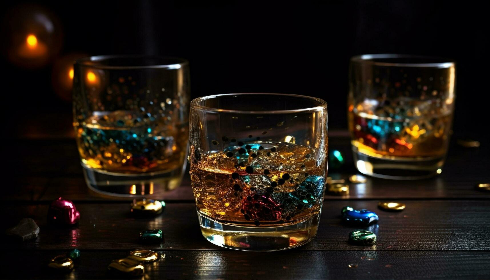 Luxury whiskey glass reflects elegant alcohol celebration generated by AI photo