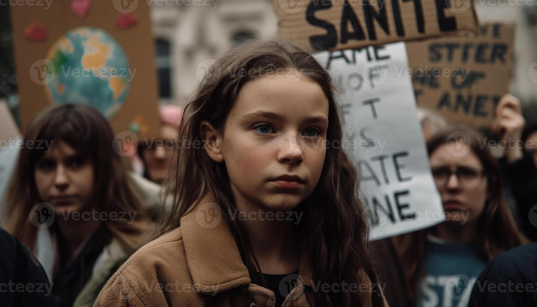 A group of students protesting for education generated by AI photo