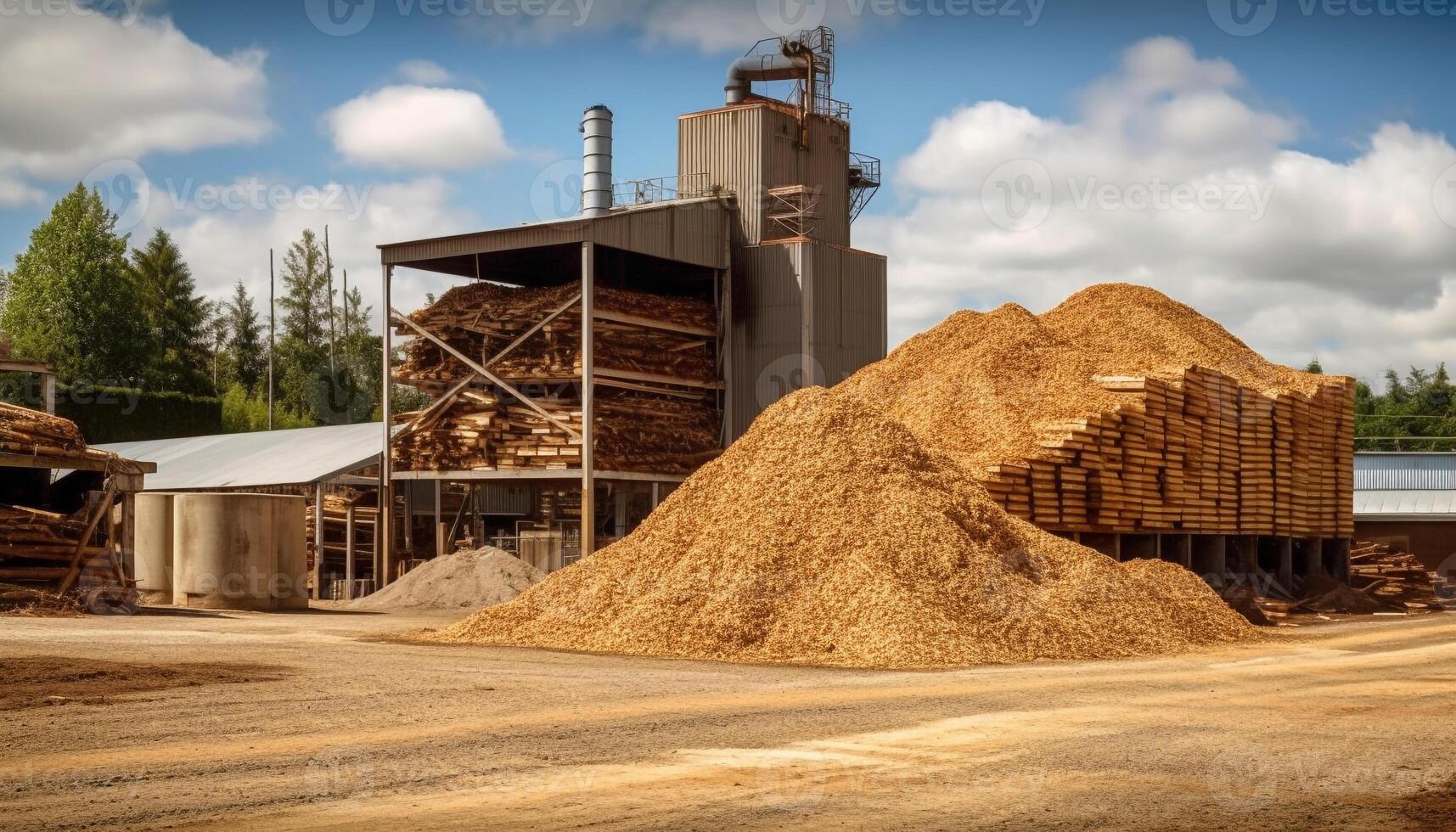 Stacks of timber, planks for building construction generated by AI photo