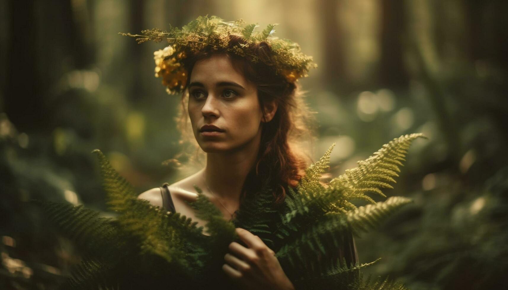 Young woman in nature, beauty in simplicity generated by AI photo