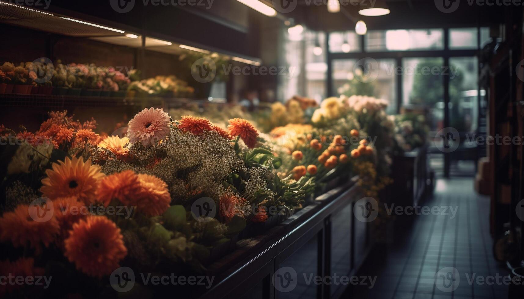 Fresh flower bouquet multi colored petals and green leaves generated by AI photo