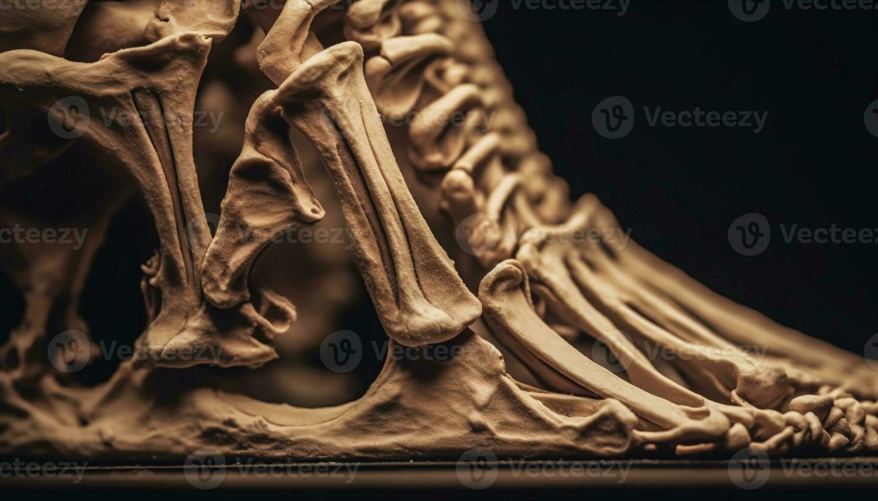 Ancient spirituality portrayed through human skeletons statue generated by AI photo