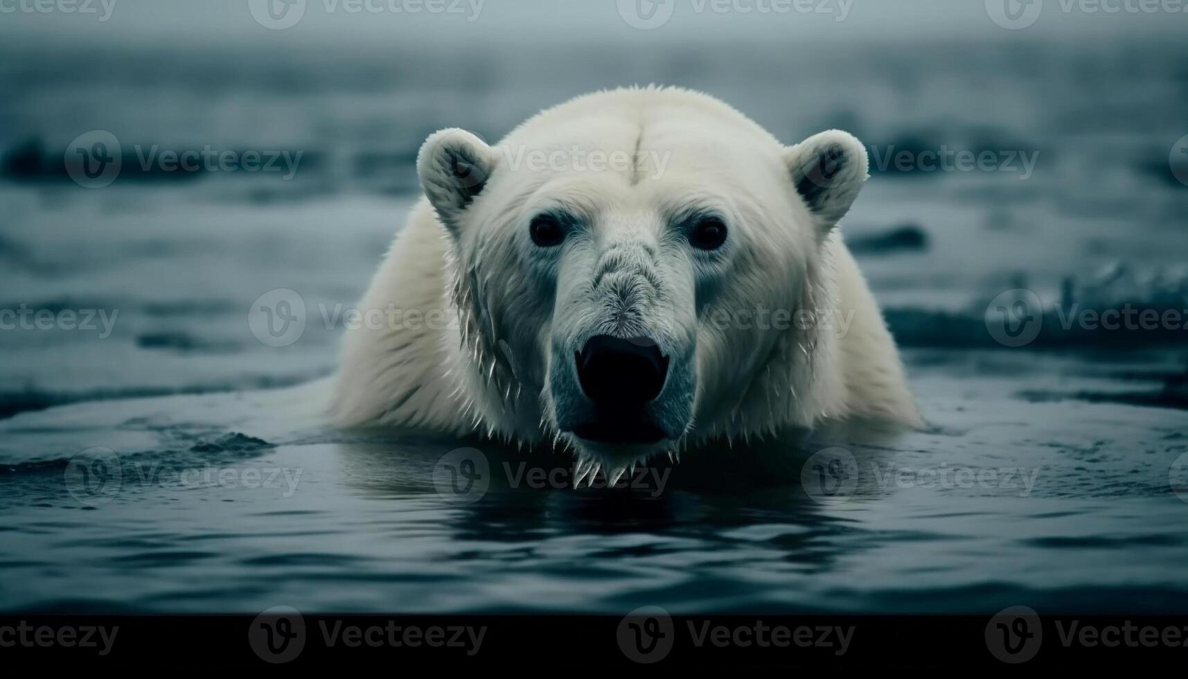 Wet arctic mammal reflects beauty in nature generated by AI photo