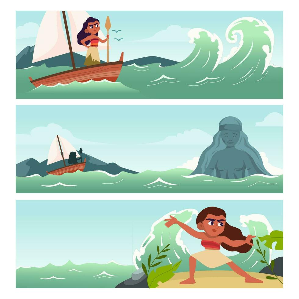 Beautiful Island Girl Loves The Sea Banner Concept vector