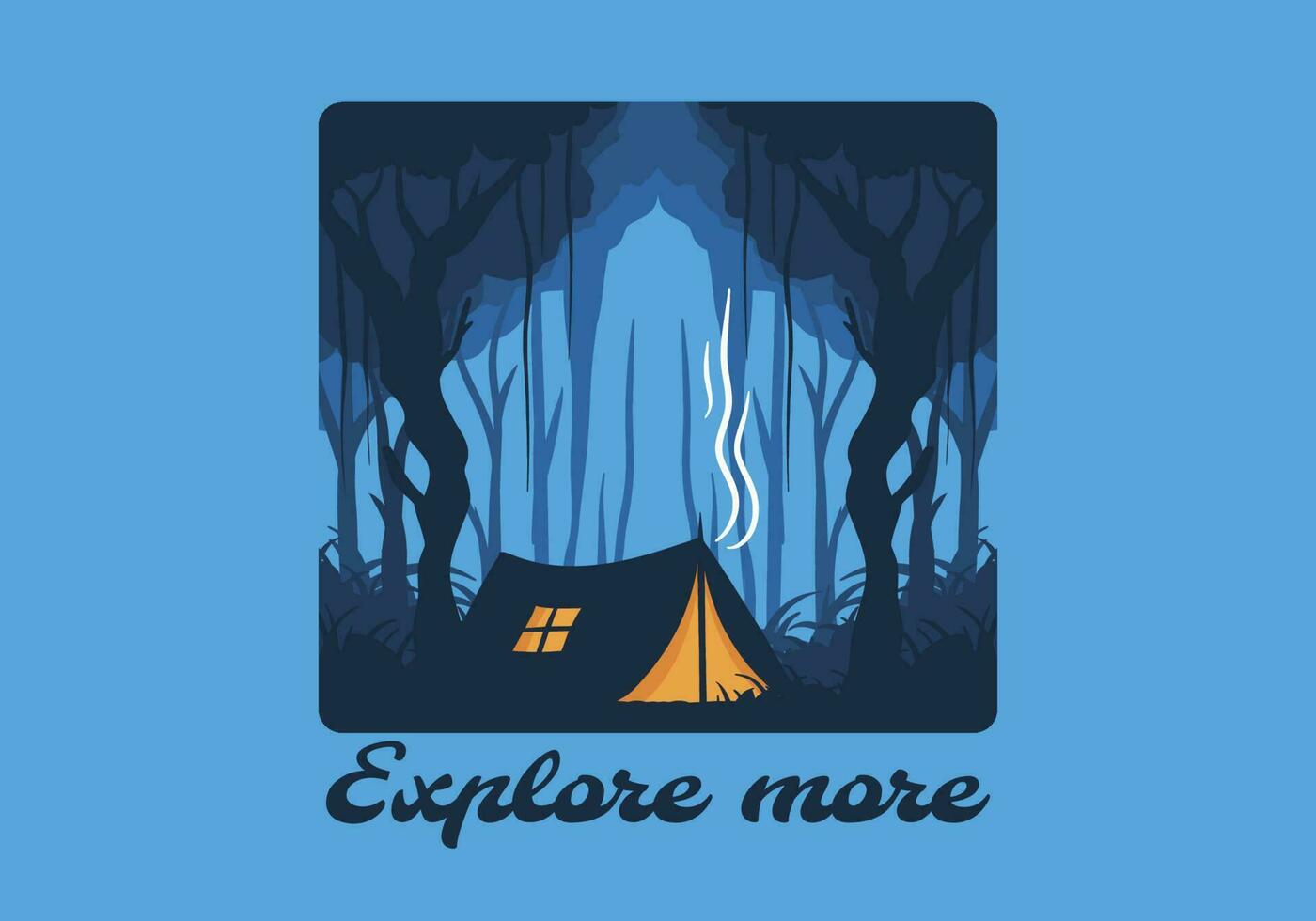 Colorful flat illustration of camping in the jungle vector
