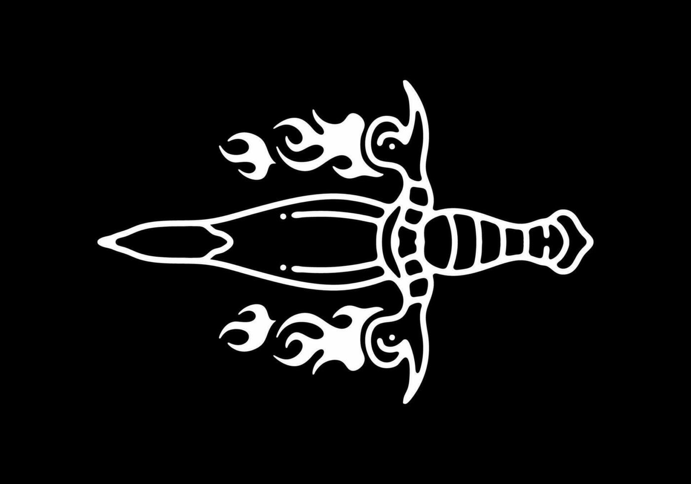 Black and white color of dagger tattoo design vector