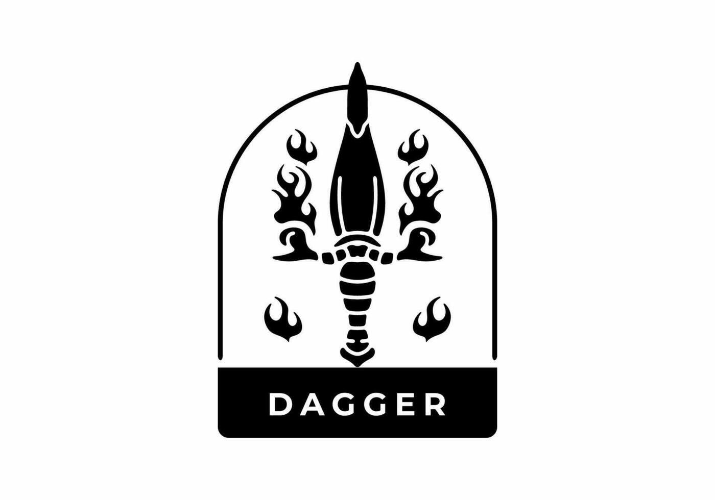 Black and white color of dagger tattoo design vector