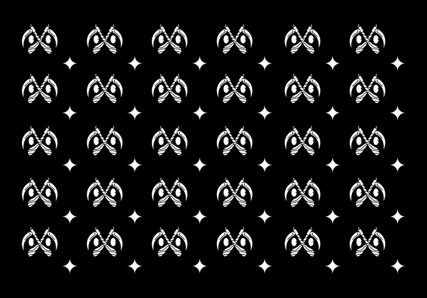 Illustration drawing of twin sickle ans eyes pattern tattoo vector