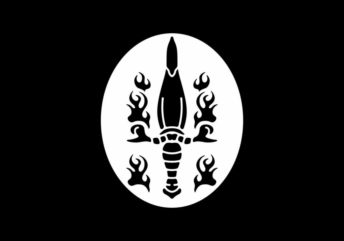 Black and white color of dagger tattoo design vector