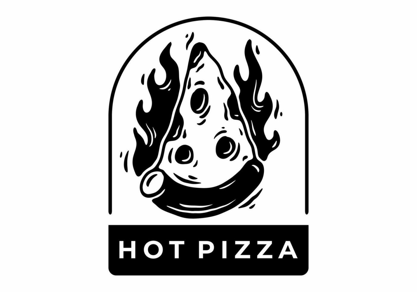 ilustración tatuaje de un rebanada Pizza con fuego vector