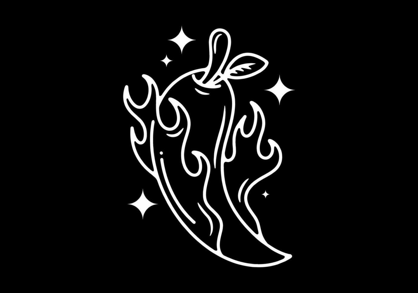 Illustration line art of hot chili tattoo vector