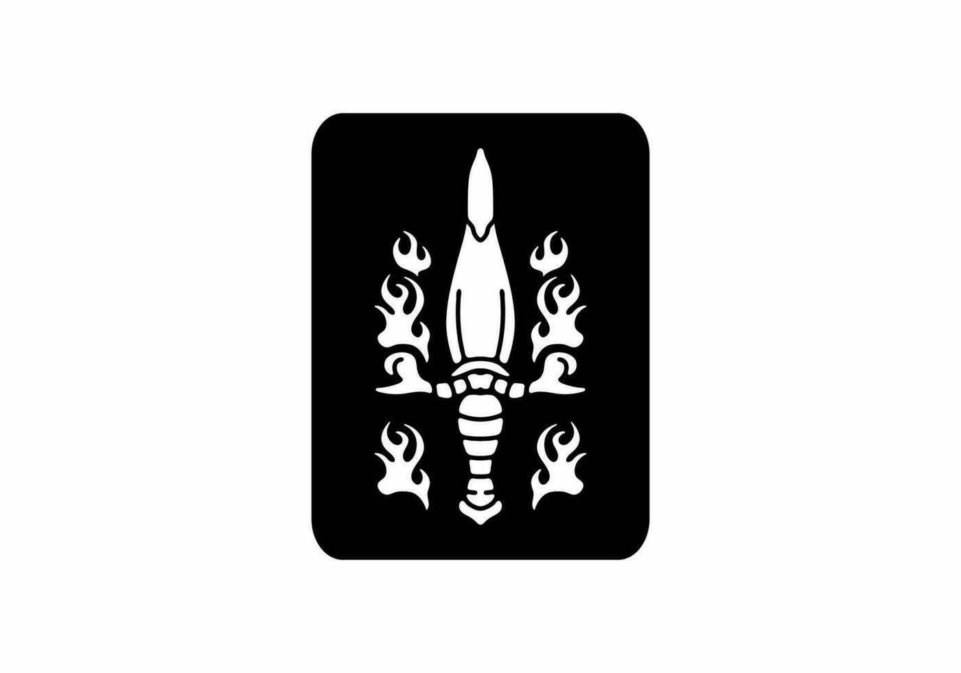 Black and white color of dagger tattoo design vector