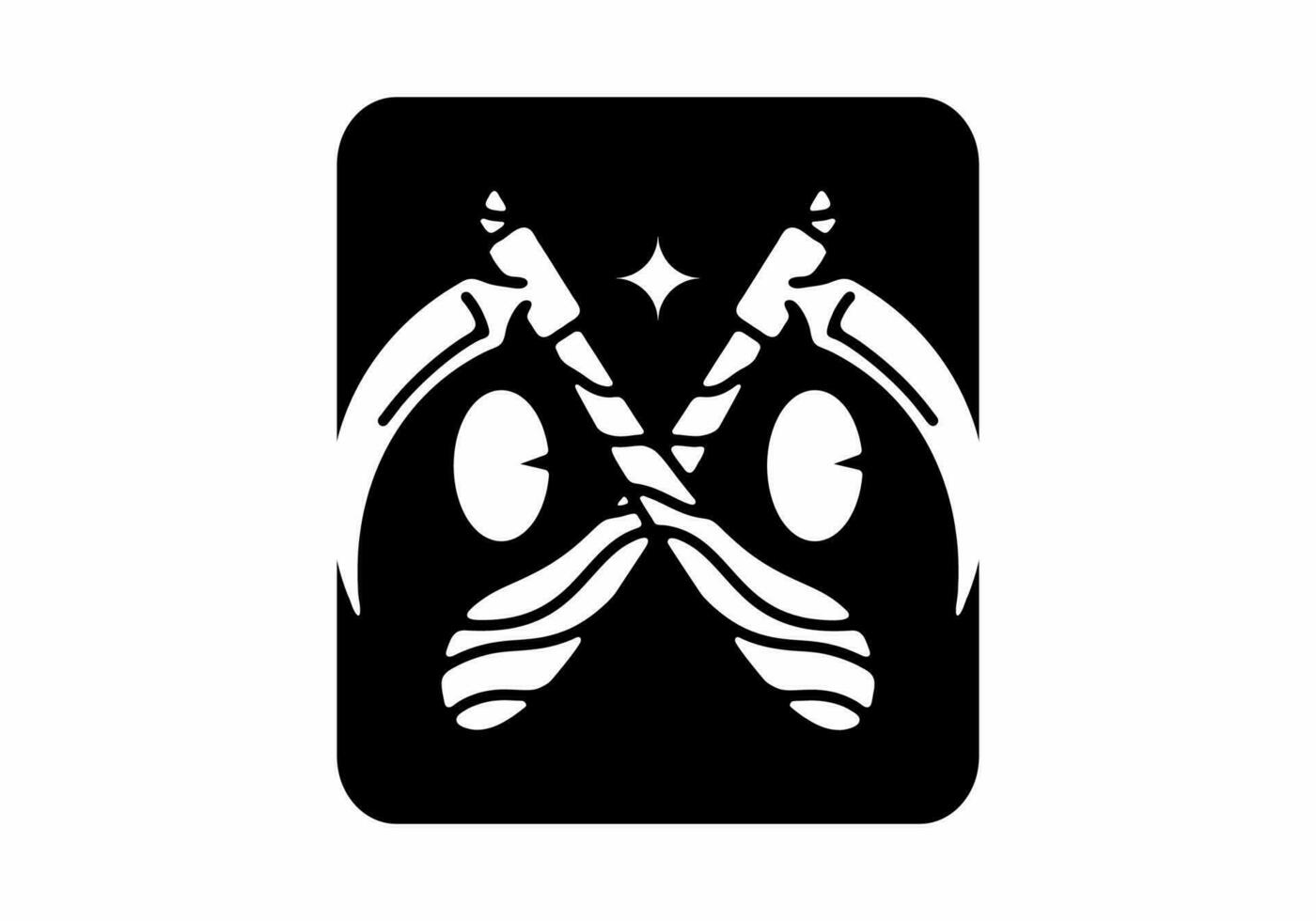 Illustration drawing of twin sickle ans eyes tattoo vector