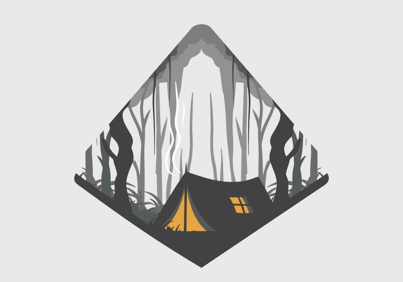 Colorful flat illustration of camping in the jungle vector