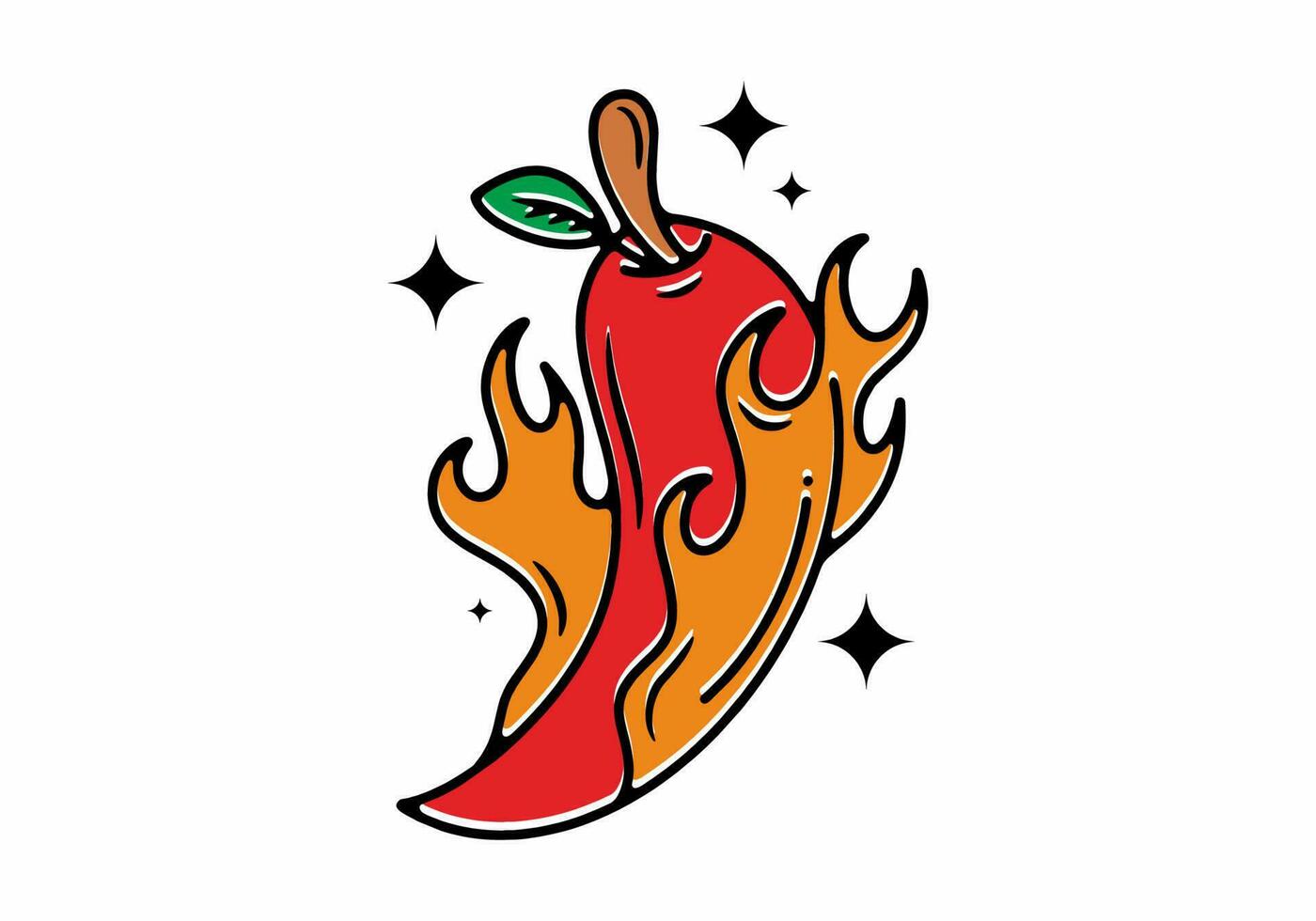 Illustration line art of hot chili tattoo vector