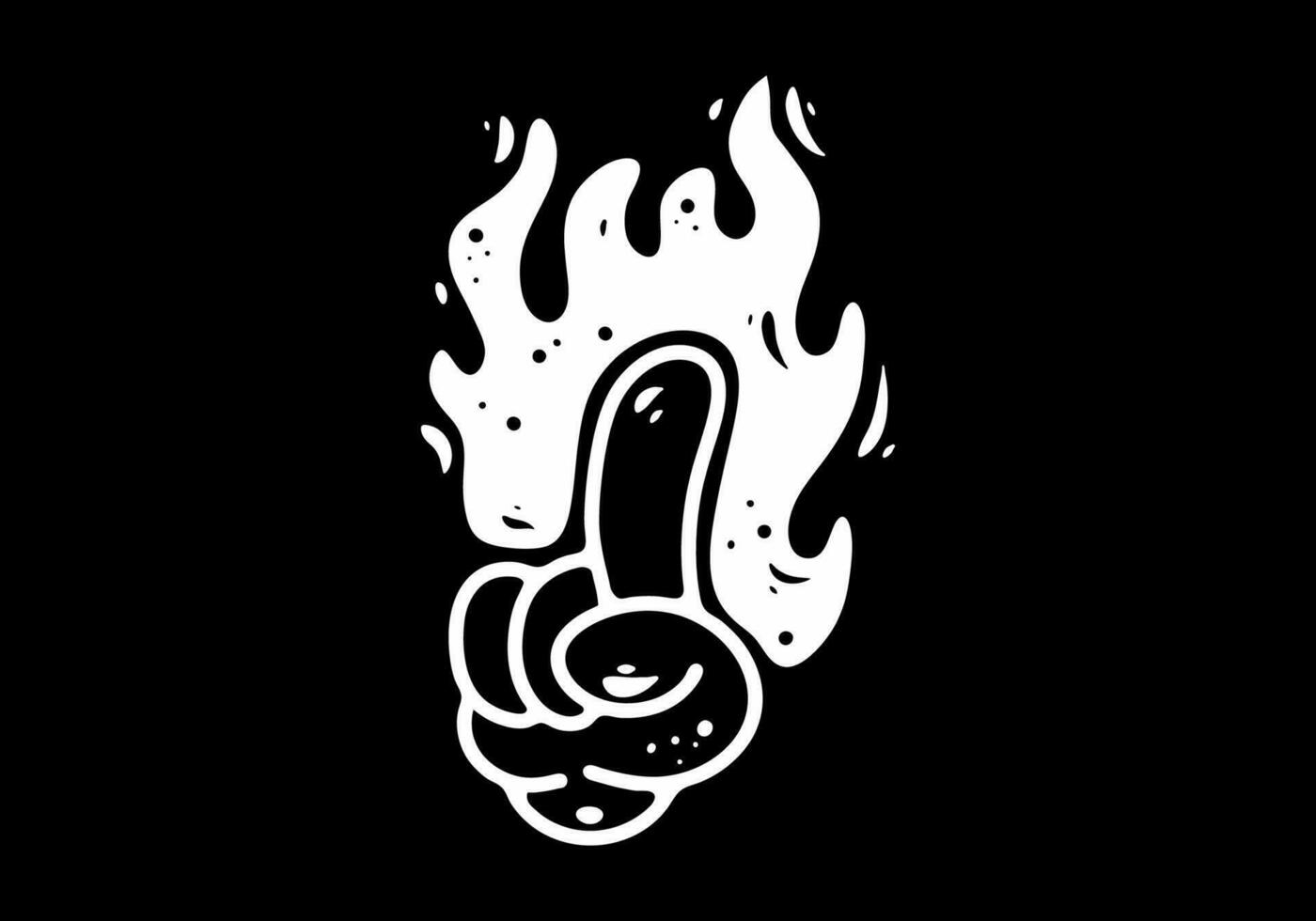 Black and white color of hand and fire flame tattoo vector