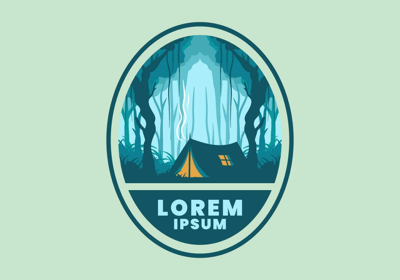 Camping tent in a dense forest flat illustration vector