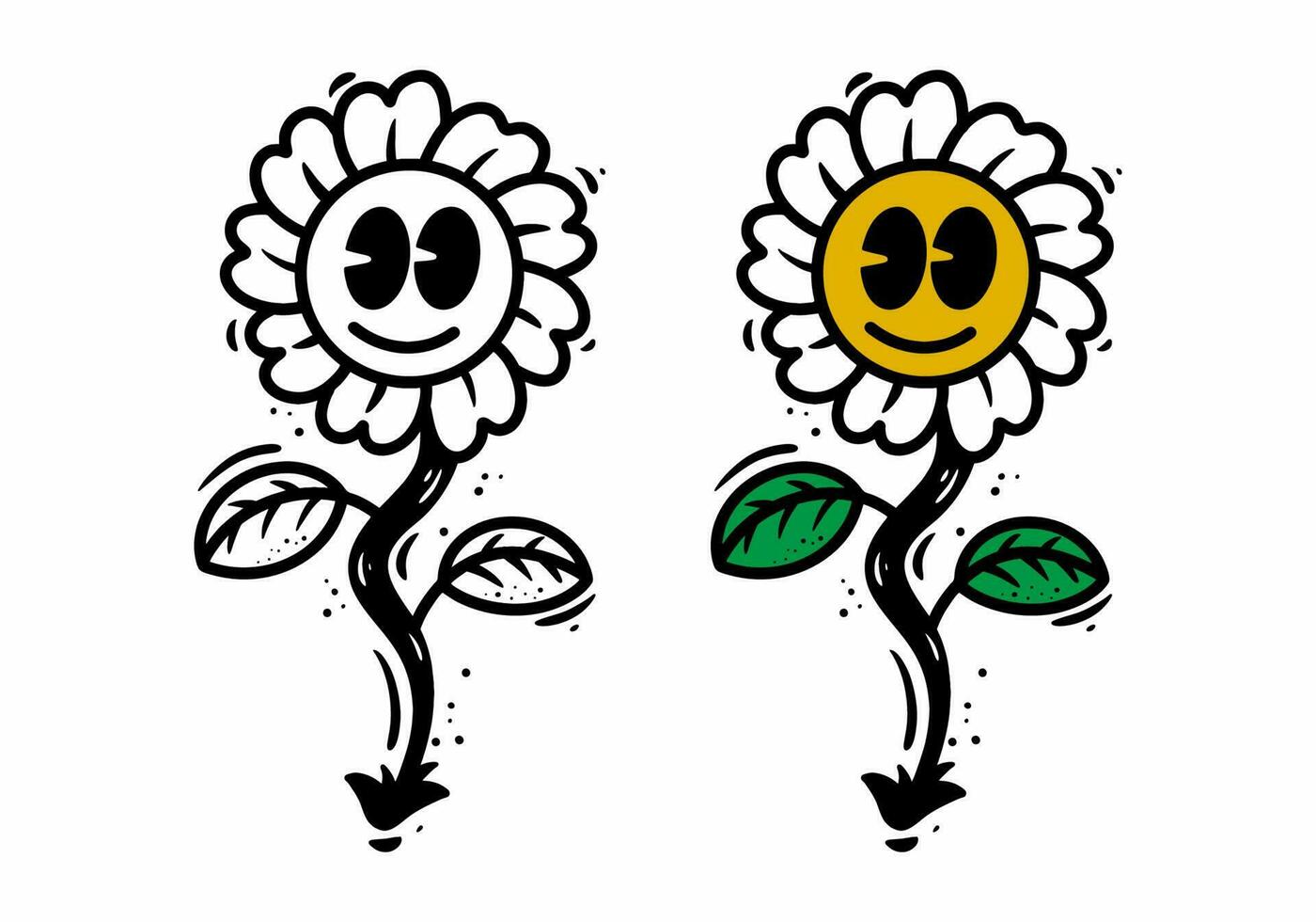 Black and white color of a sun flower tattoo vector