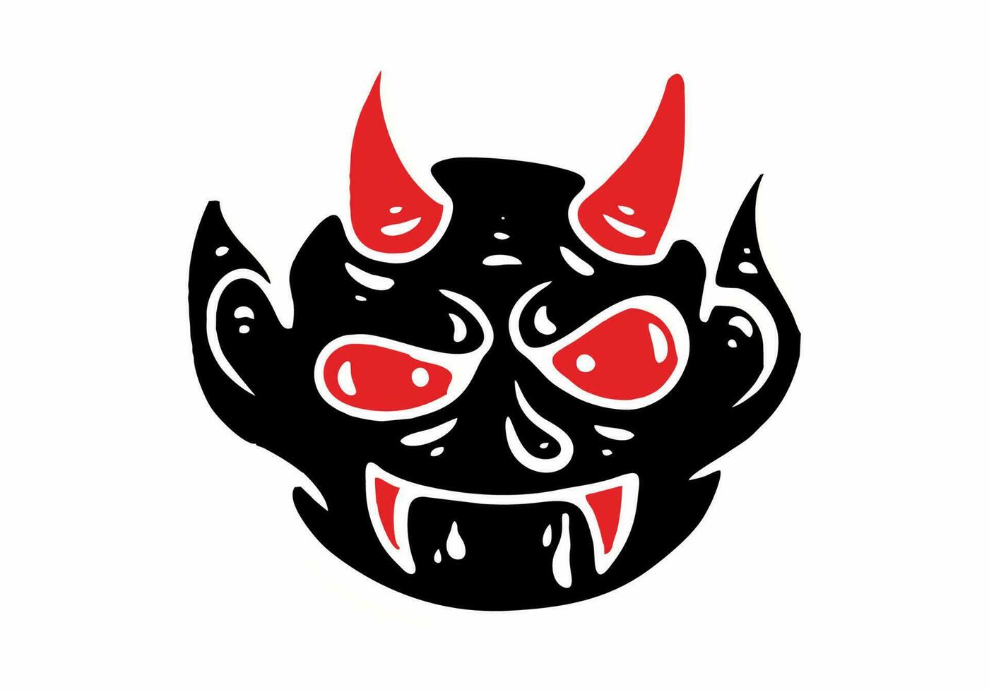 Black and red tattoo design of devil head vector