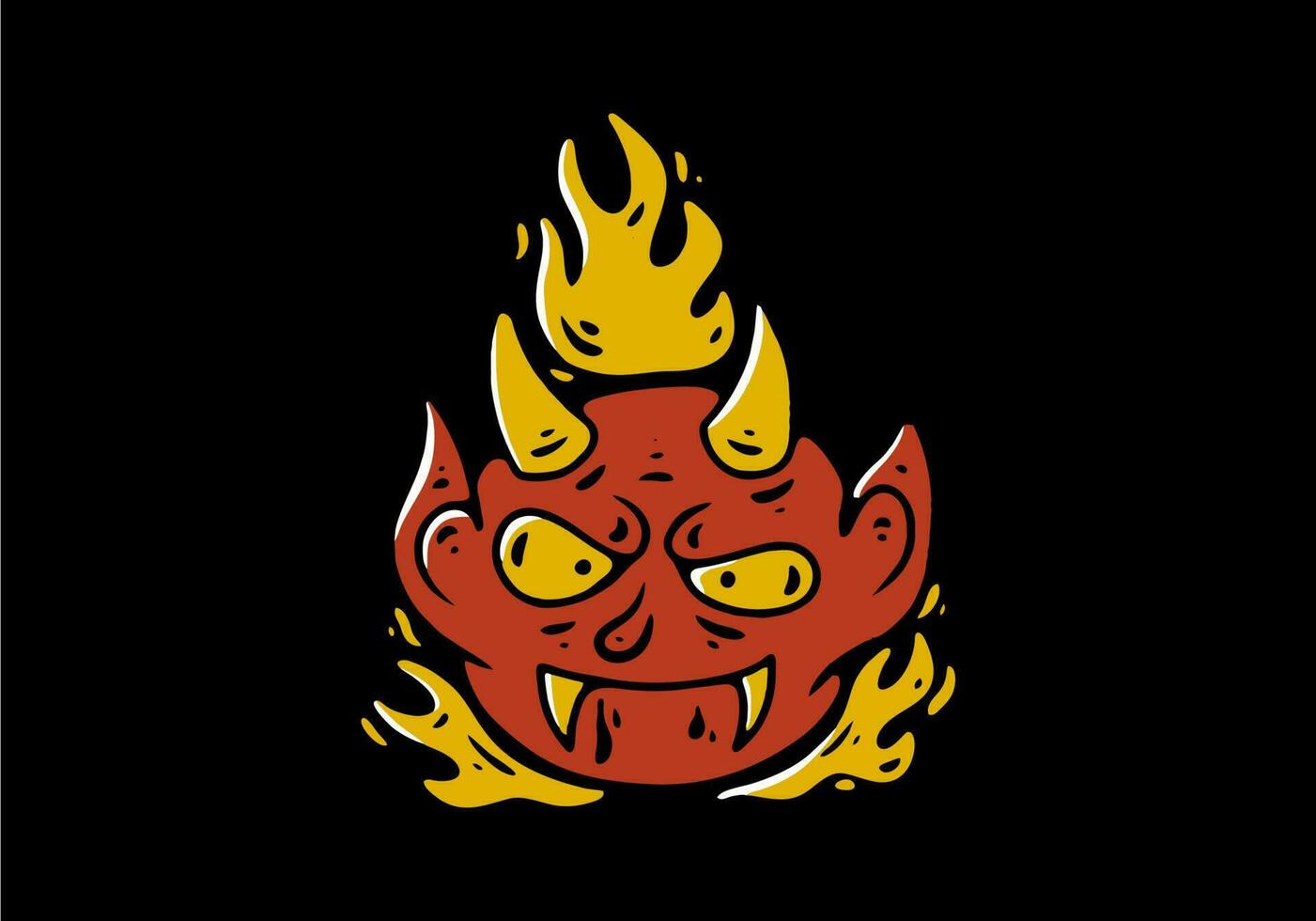 ilustración de un rojo diablo con amarillo fuego vector