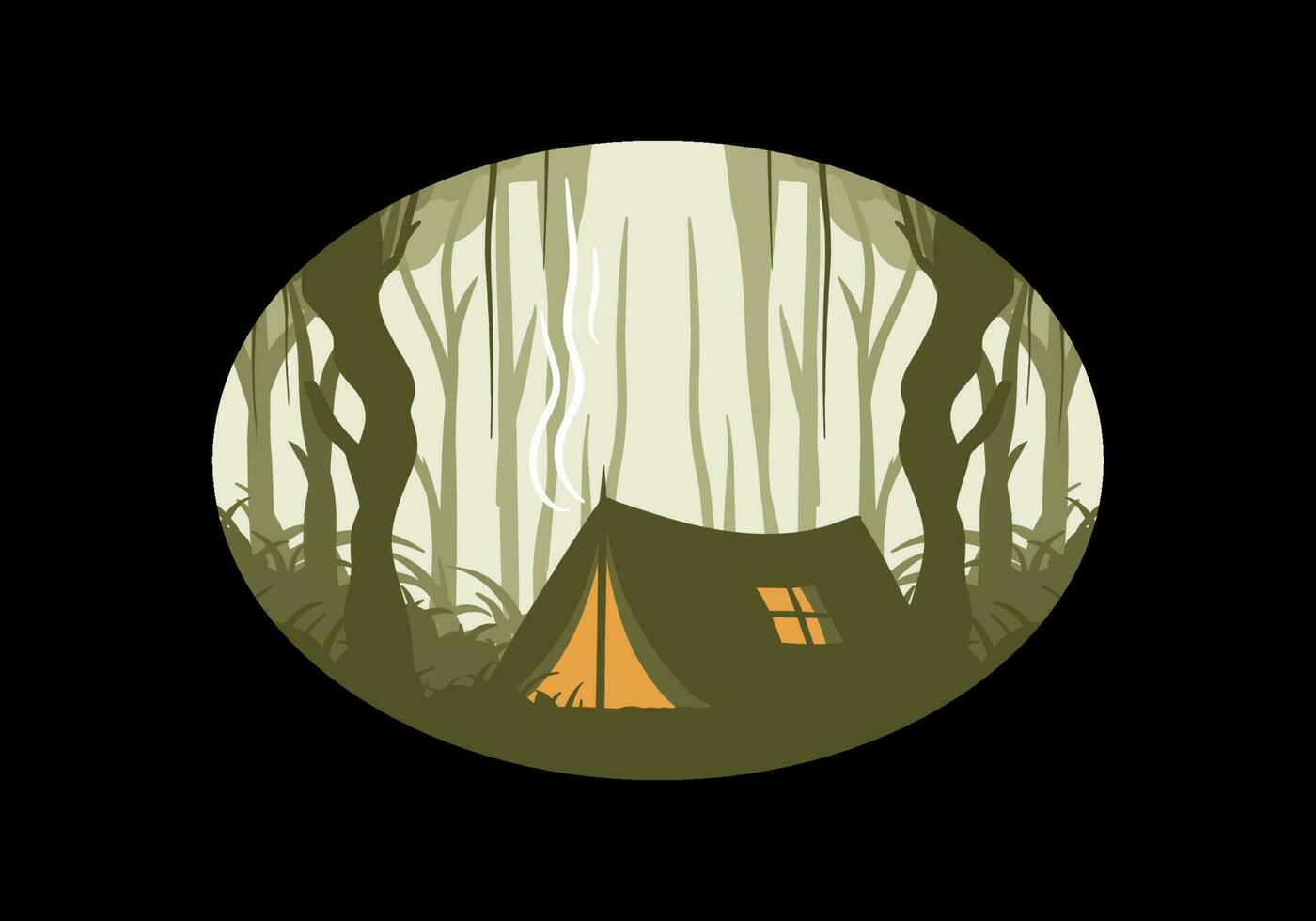 Colorful flat illustration of camping in the jungle vector
