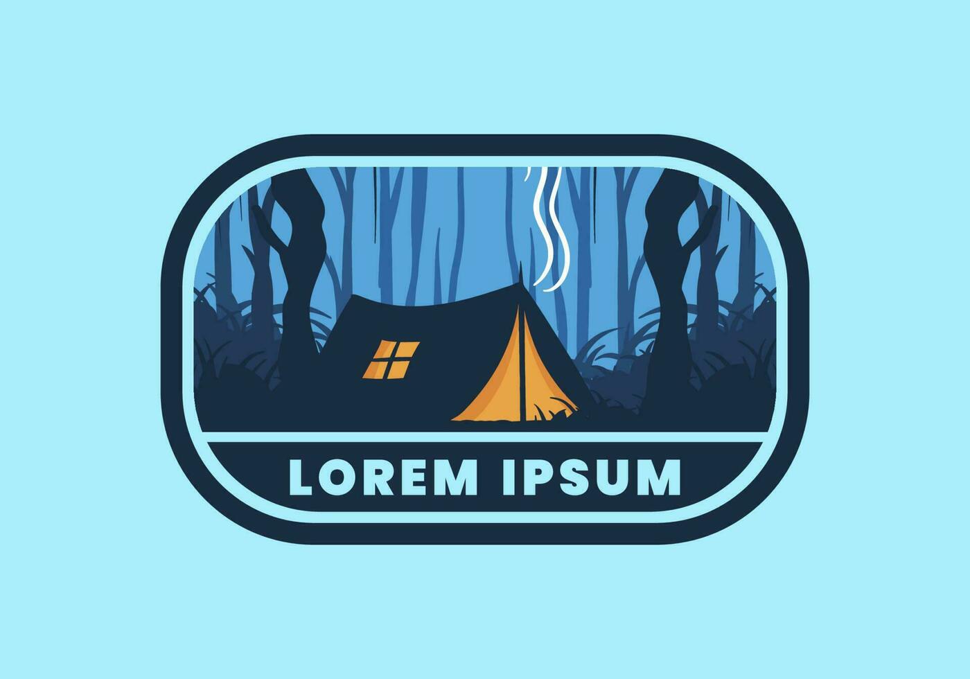 Camping tent in a dense forest flat illustration vector